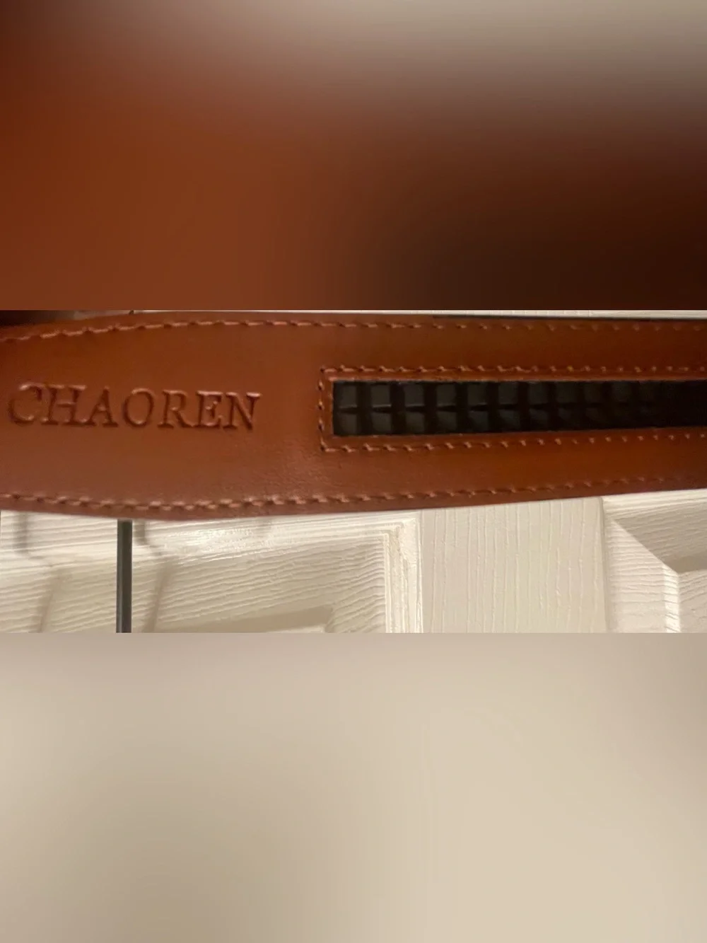 Chaoren Men's Leather Belt - Coffee Brown - Slide on buckle - fits 36-38 waist